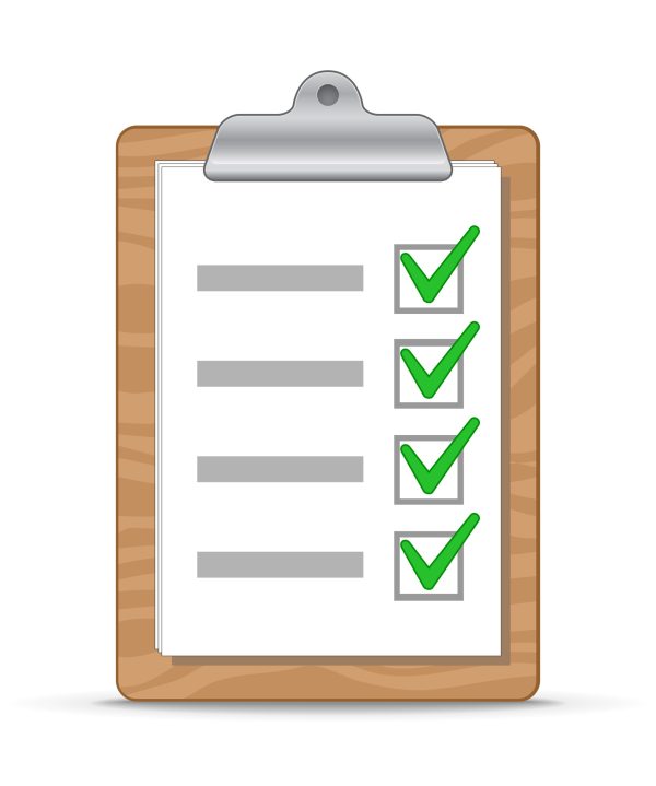 Clipboard and checklist